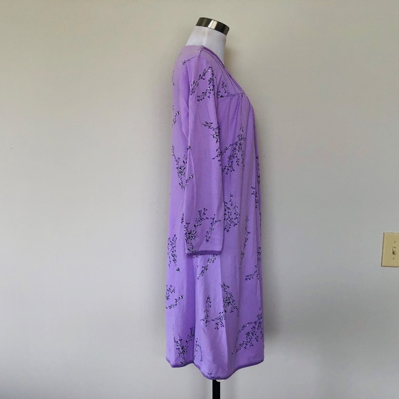 Nightgown Pullover Purple Floral Scoop Neck Long Sleeves CELESTIAL DREAMS - Picture 6 of 11